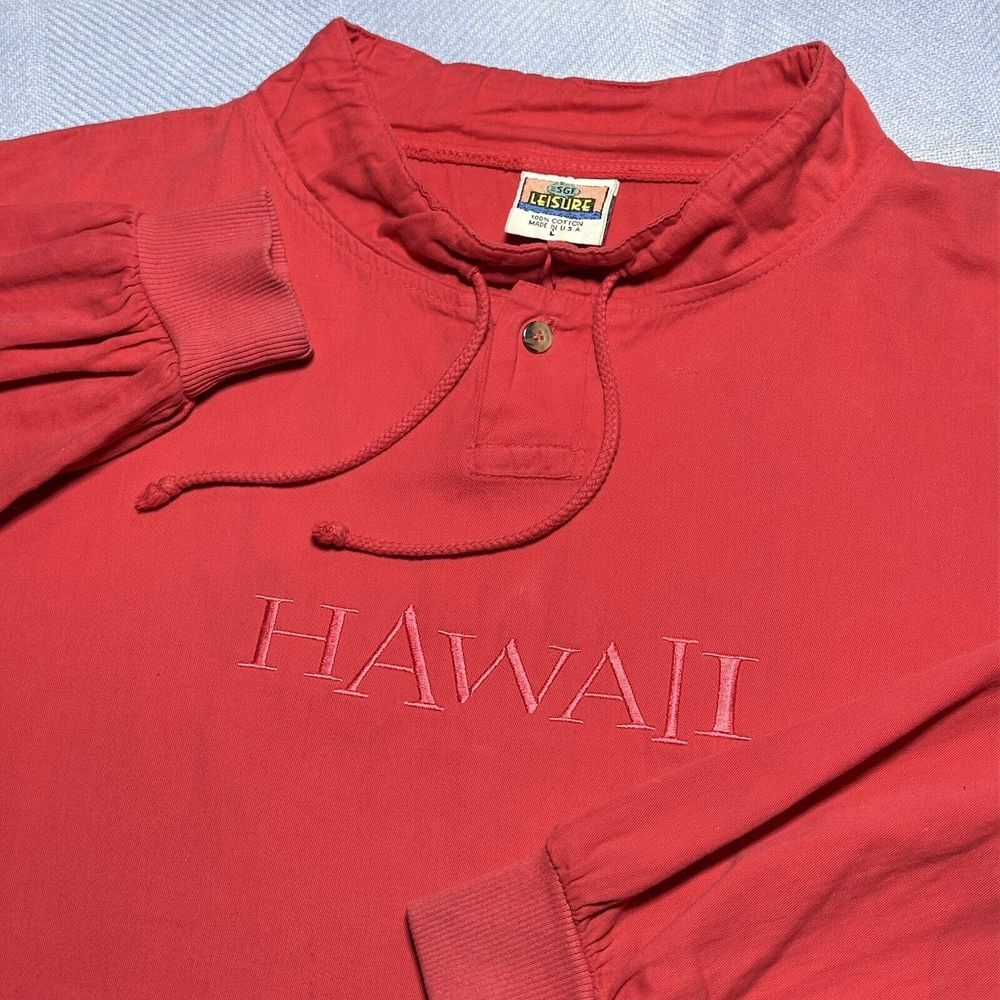 Vintage 80s 90s Hawaii Red Oversized Lightweight Pullover Sweater Size Large